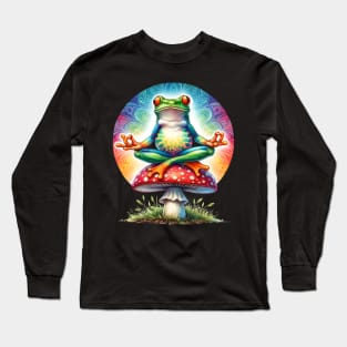 Frog Yogi | Mushroom Yoga | T Shirt Design Long Sleeve T-Shirt